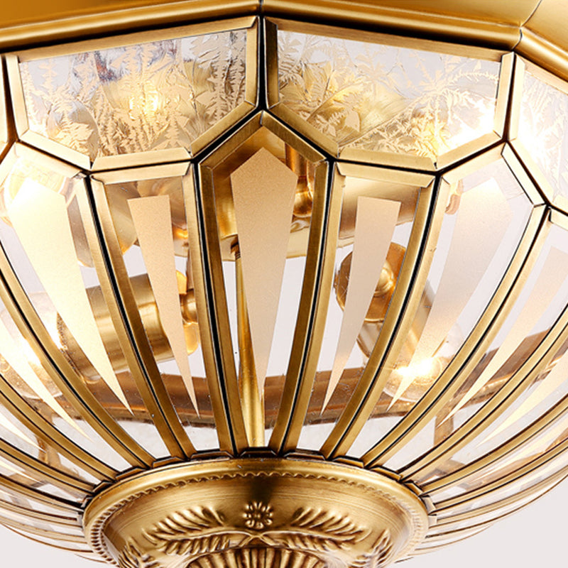 Brass Flush Ceiling Light Fixture Classic Glass Faceted Flush Mount Ceiling Fixture