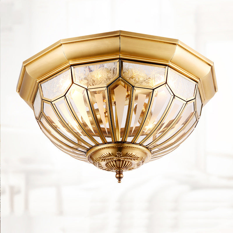 Brass Flush Ceiling Light Fixture Classic Glass Faceted Flush Mount Ceiling Fixture