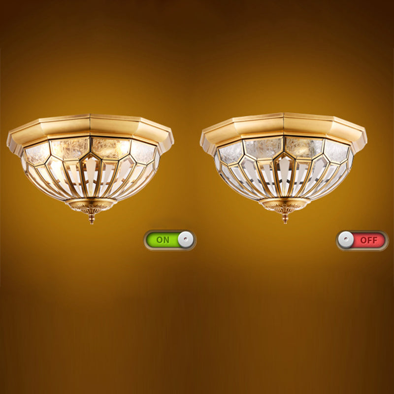Brass Flush Ceiling Light Fixture Classic Glass Faceted Flush Mount Ceiling Fixture