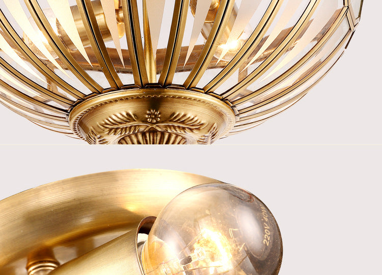 Brass Flush Ceiling Light Fixture Classic Glass Faceted Flush Mount Ceiling Fixture