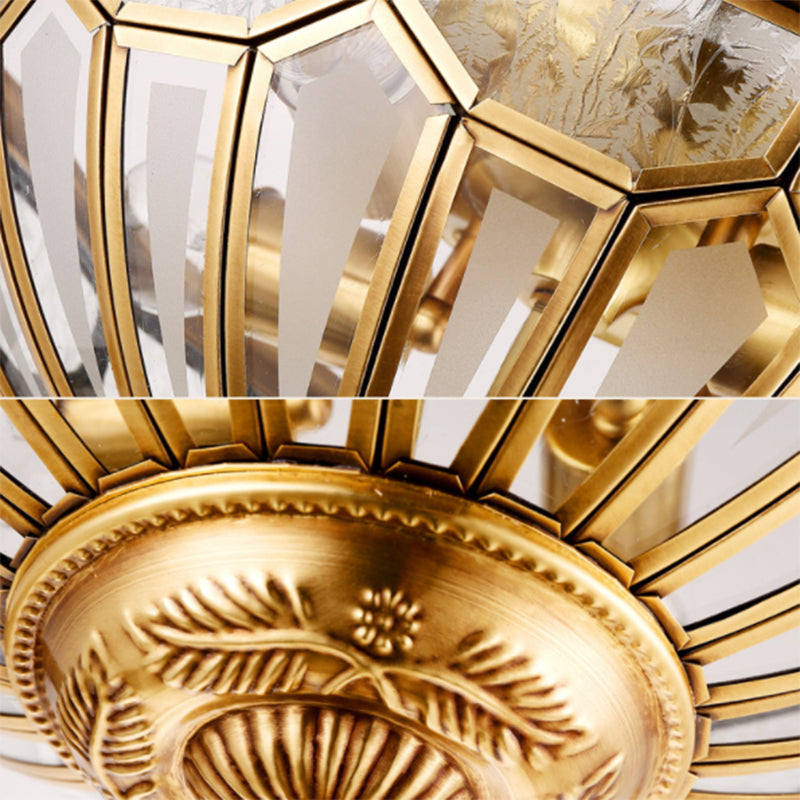 Brass Flush Ceiling Light Fixture Classic Glass Faceted Flush Mount Ceiling Fixture