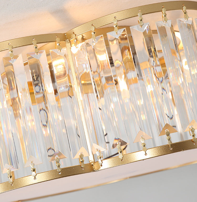 Crystal Flower Flush Mount Lighting Simplistic Bedroom Flush Ceiling Light Fixture in Gold