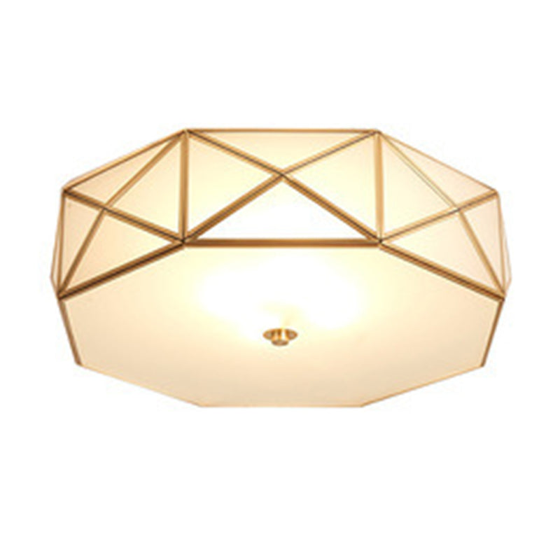 Brass Geometric Flush Mount Lamp Minimalist Glass Bedroom Flush Mount Light Fixture