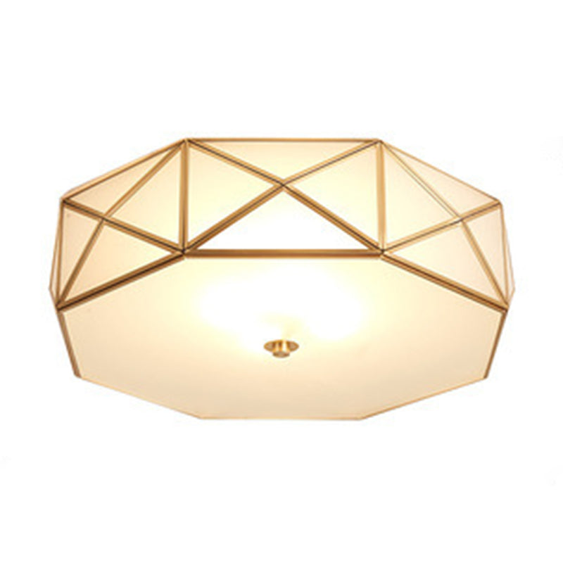 Brass Geometric Flush Mount Lamp Minimalist Glass Bedroom Flush Mount Light Fixture