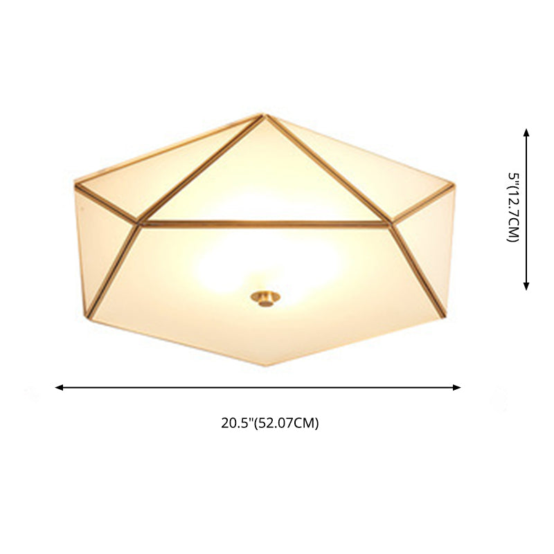 Brass Geometric Flush Mount Lamp Minimalist Glass Bedroom Flush Mount Light Fixture