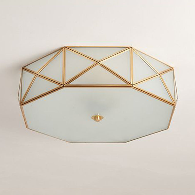 Brass Geometric Flush Mount Lamp Minimalist Glass Bedroom Flush Mount Light Fixture