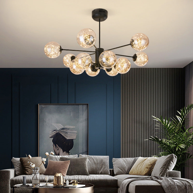 Stile di semplicità Nordic Orb vetro lampadario LED LED LIGHT SCARICA ALIMENTAZIONE MOLECOLA PENSI