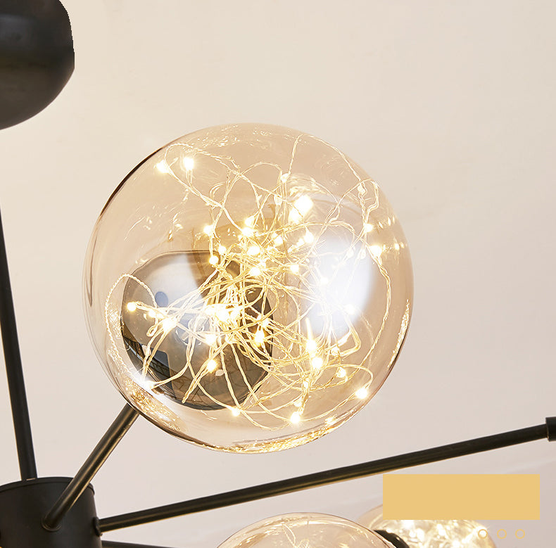 Stile di semplicità Nordic Orb vetro lampadario LED LED LIGHT SCARICA ALIMENTAZIONE MOLECOLA PENSI