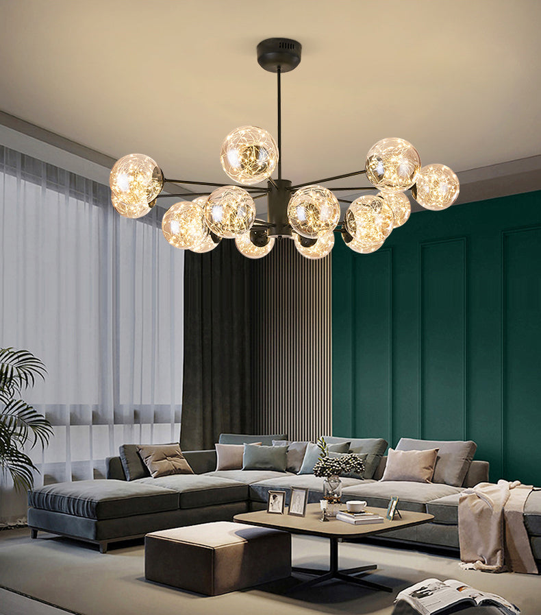 Stile di semplicità Nordic Orb vetro lampadario LED LED LIGHT SCARICA ALIMENTAZIONE MOLECOLA PENSI