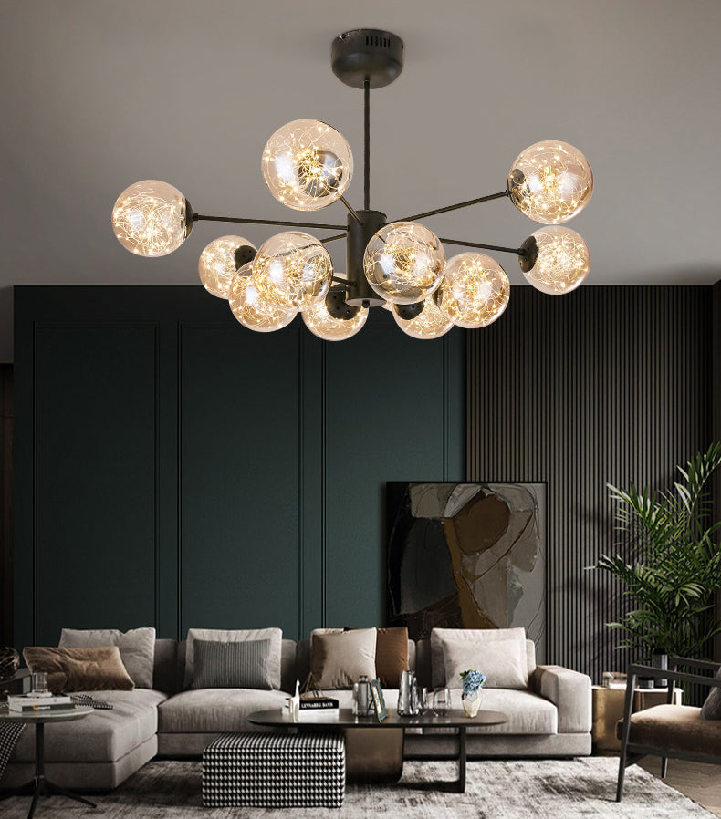 Stile di semplicità Nordic Orb vetro lampadario LED LED LIGHT SCARICA ALIMENTAZIONE MOLECOLA PENSI