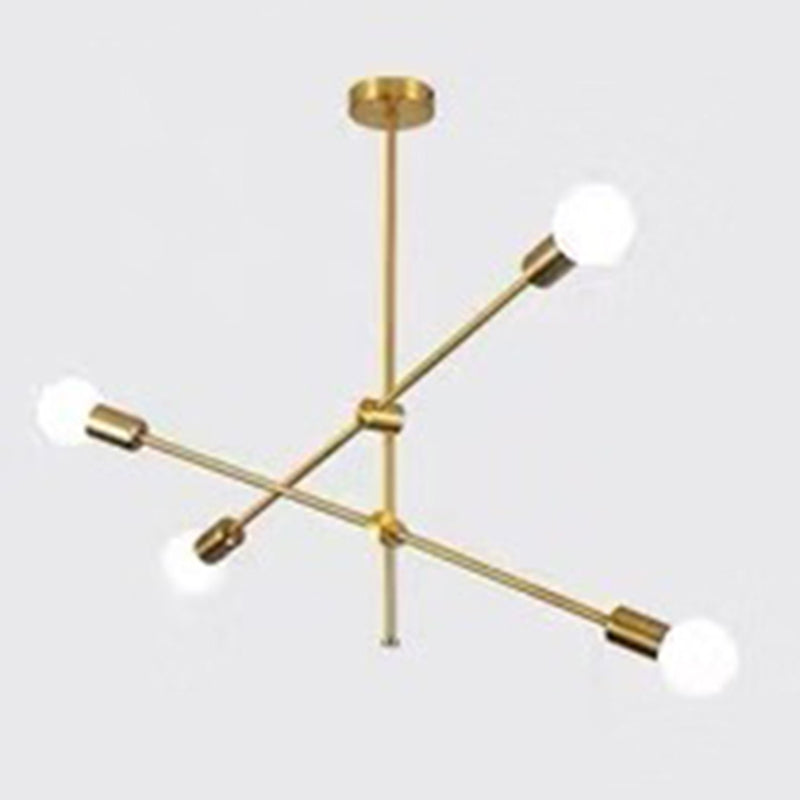 Linee geometriche lampadario in metallo creativo design a lampadina nuda dispositivo di illuminazione moderna in oro elettroplato