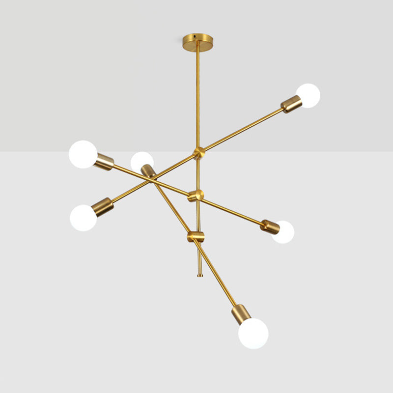 Linee geometriche lampadario in metallo creativo design a lampadina nuda dispositivo di illuminazione moderna in oro elettroplato