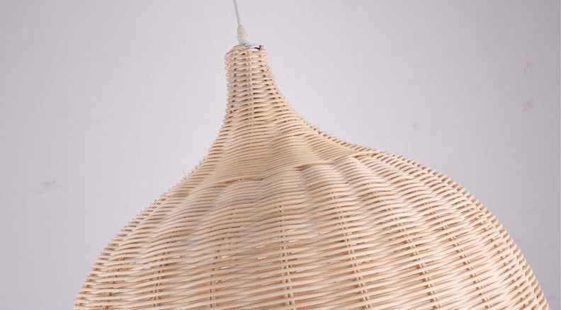 Chinese Basket Pendant Lighting Fixtures Rattan Hanging Light with Hanging Cord for Restaurant