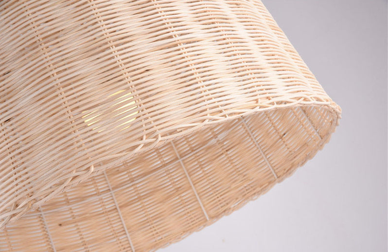 Chinese Basket Pendant Lighting Fixtures Rattan Hanging Light with Hanging Cord for Restaurant