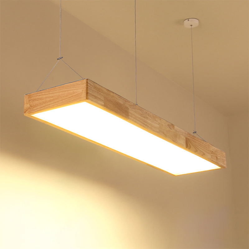 Modern Rectangle Pendant Lighting Fixture Wood Pendant Light