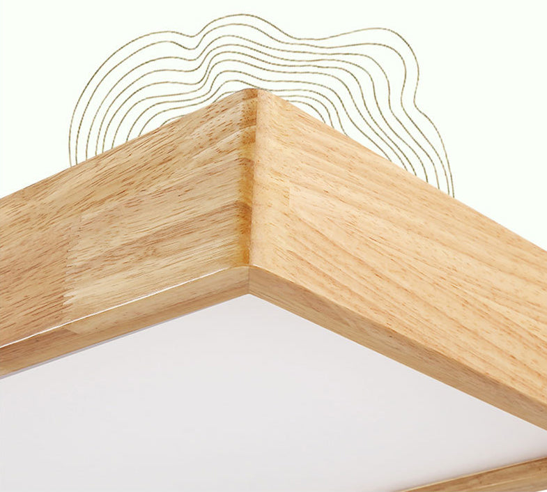 Modern Rectangle Pendant Lighting Fixture Wood Pendant Light