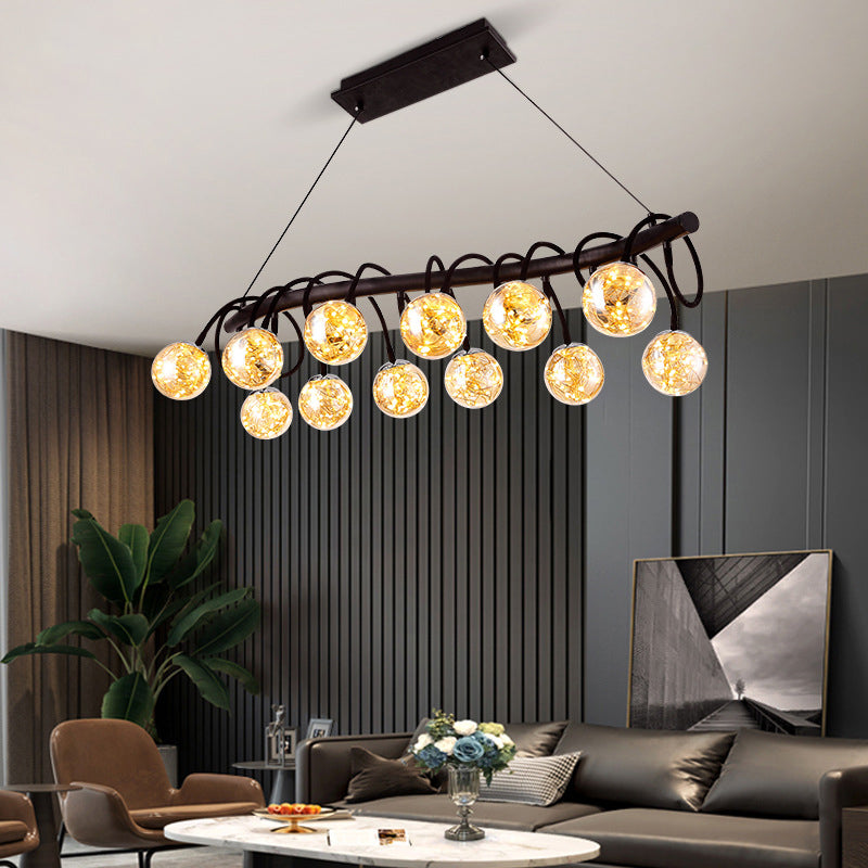 Nordic Style Glass Orb LED Island Light Creative Light String Design Coffee Shop Hanging Light