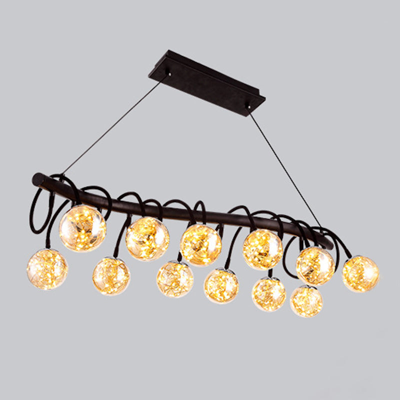 Nordic Style Glass Orb LED Island Light Creative Light String Design Coffee Shop Hanging Light