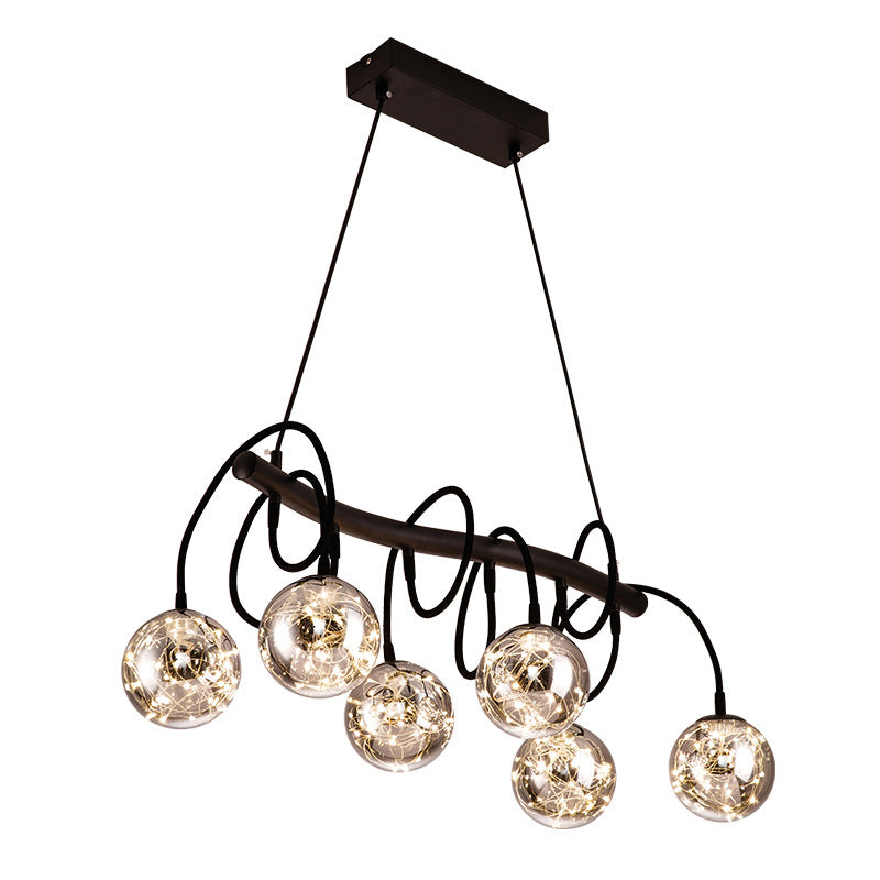 Nordic Style Glass Orb LED Island Light Creative Light String Design Coffee Shop Hanging Light