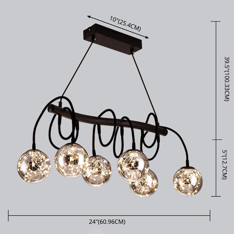 Nordic Style Glass Orb LED Island Light Creative Light String Design Coffee Shop Hanging Light