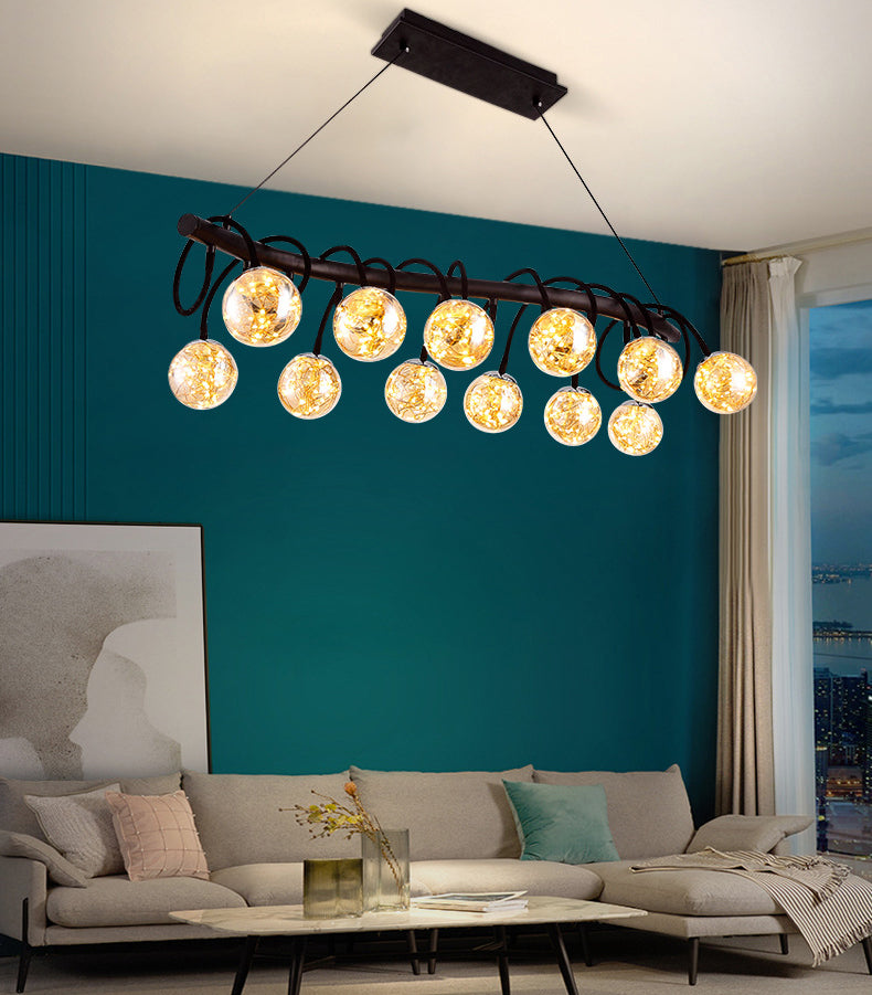 Nordic Style Glass Orb LED Island Light Creative Light String Design Coffee Shop Hanging Light