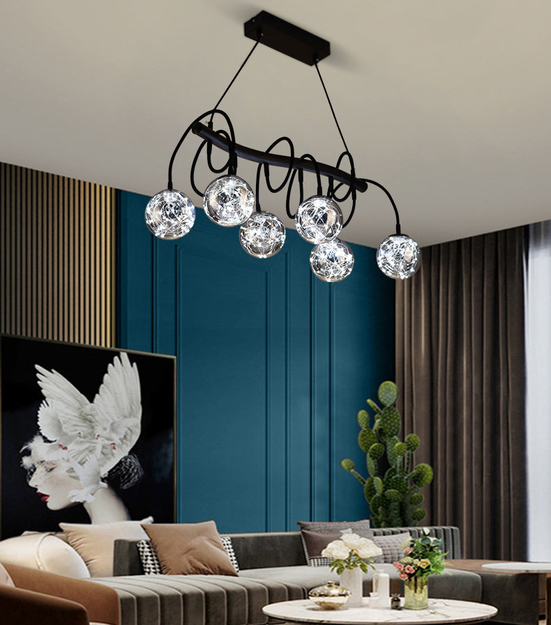 Nordic Style Glass Orb LED Island Light Creative Light String Design Coffee Shop Hanging Light
