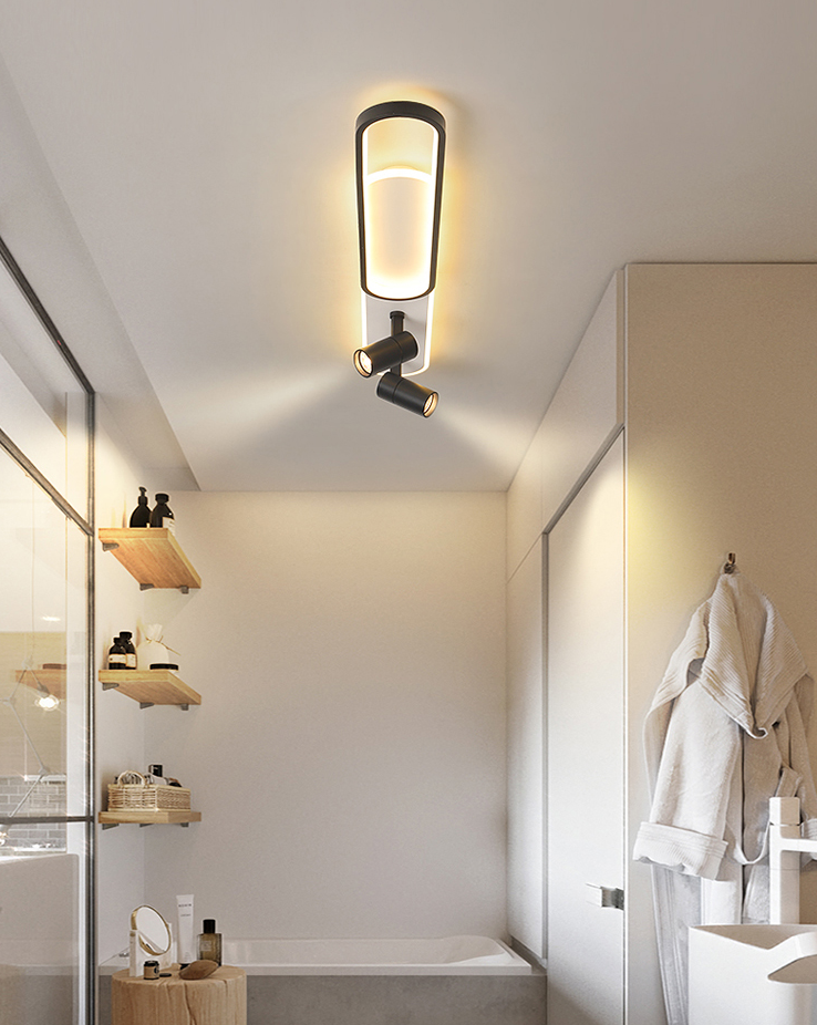 Lámpara de techo de metal de estilo conciso y moderno con montaje semi empotrado LED acrílico oblongo para pasillo