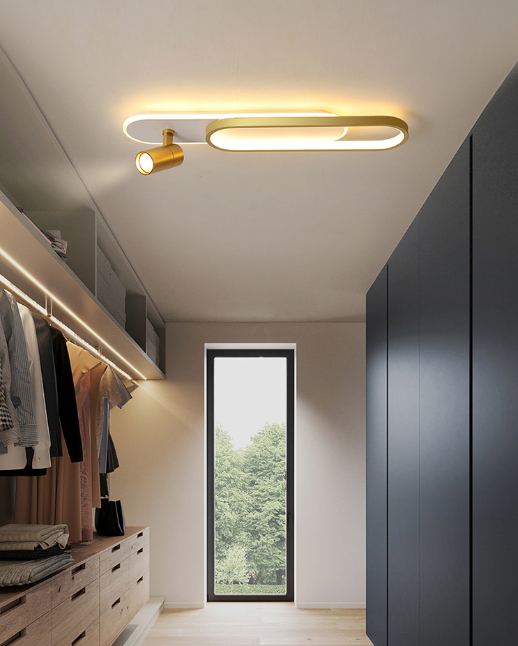 Lámpara de techo de metal de estilo conciso y moderno con montaje semi empotrado LED acrílico oblongo para pasillo
