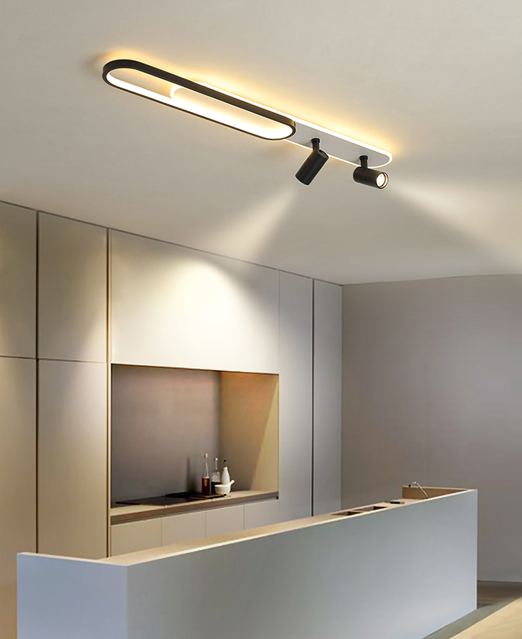 Lámpara de techo de metal de estilo conciso y moderno con montaje semi empotrado LED acrílico oblongo para pasillo