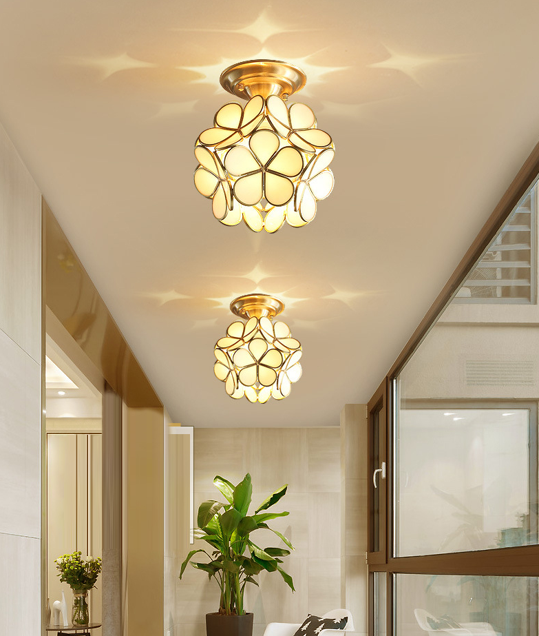 Ceiling Mounted Fixture Minimalist Style Shaded Glass Close to Ceiling Lighting Fixture