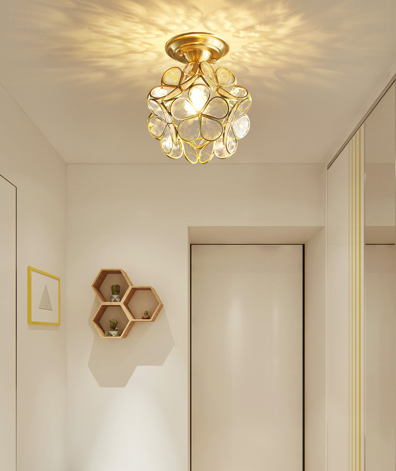 Ceiling Mounted Fixture Minimalist Style Shaded Glass Close to Ceiling Lighting Fixture