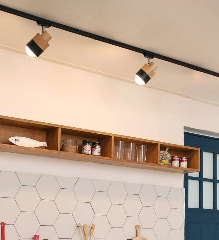 Iluminación LED sobre riel de estilo japonés, luz semiempotrada cilíndrica de madera maciza para el hogar, sala de estar y tienda de ropa, tienda comercial