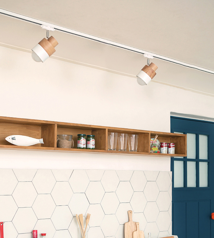 Iluminación LED sobre riel de estilo japonés, luz semiempotrada cilíndrica de madera maciza para el hogar, sala de estar y tienda de ropa, tienda comercial