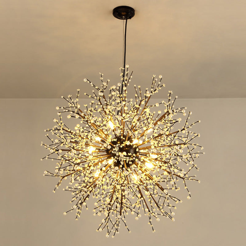 23.5"/31.5" Wide Starburst Chandelier Lighting Modernism Crystal Beaded 8/12 Lights White/Red and Green Suspension Light