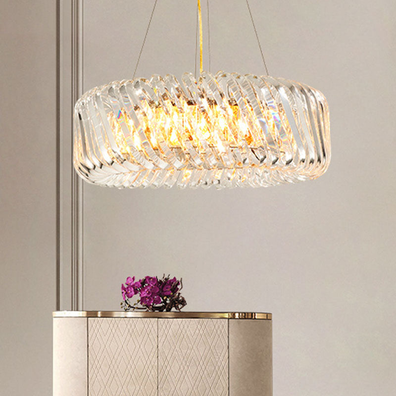 Clear Crystal Round Chandelier Light Fixture 4/9 Lights Down Lighting for Living Room
