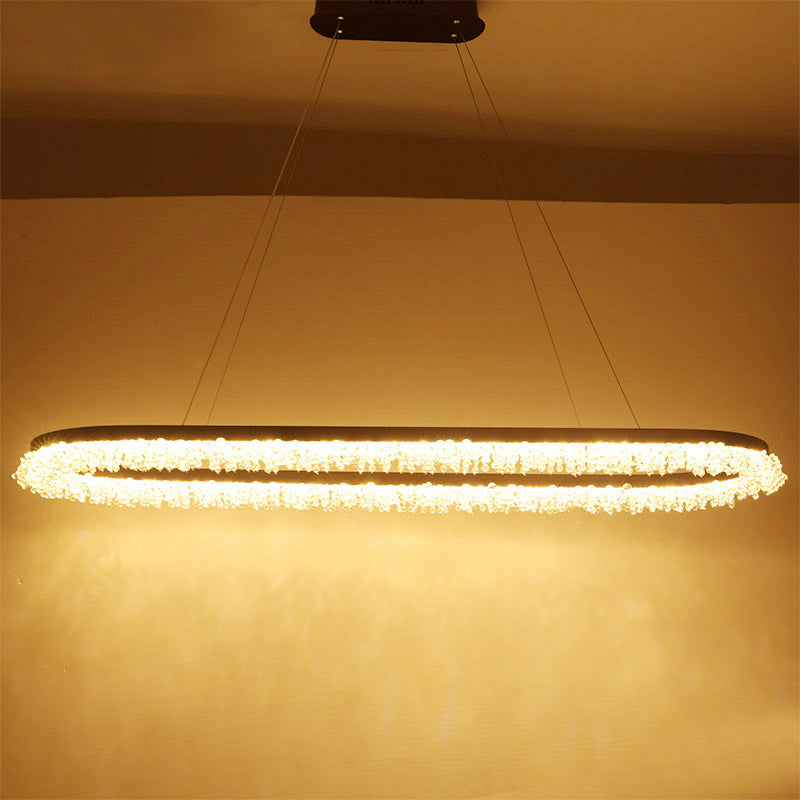 Illuminazione a sospensione ovale marrone lampadario a LED a LED in perline contemporanea in luce calda/bianca/naturale