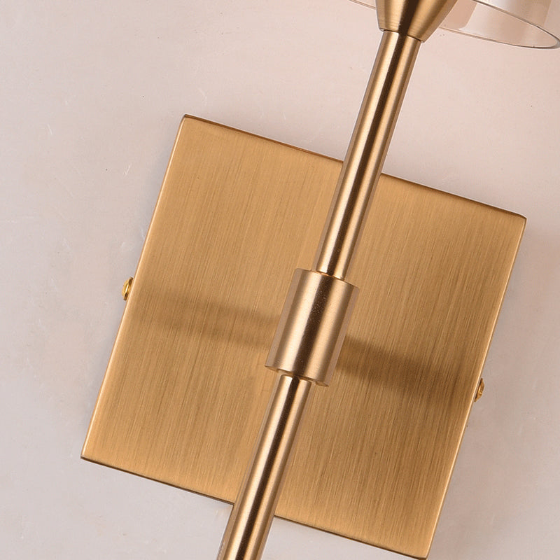 Brass Modernism Wall Mounted Lamp, Torch Design with Cylinder Shaped Glass Shade