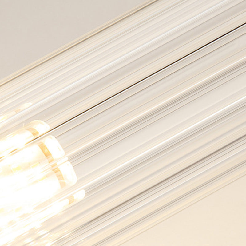 1-Light Torch Design Wall Light, Brass Finish with Cylinder Shaped Glass Shade