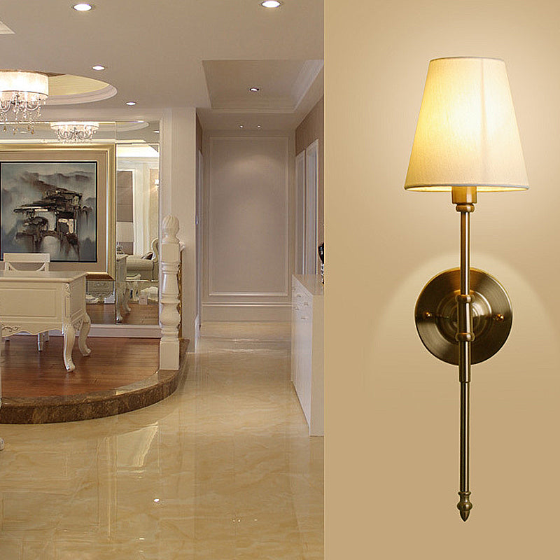 Classic 1 Light Wall Mounted Lamp, Wallchiere Design with Empire Shaped Textile Shade