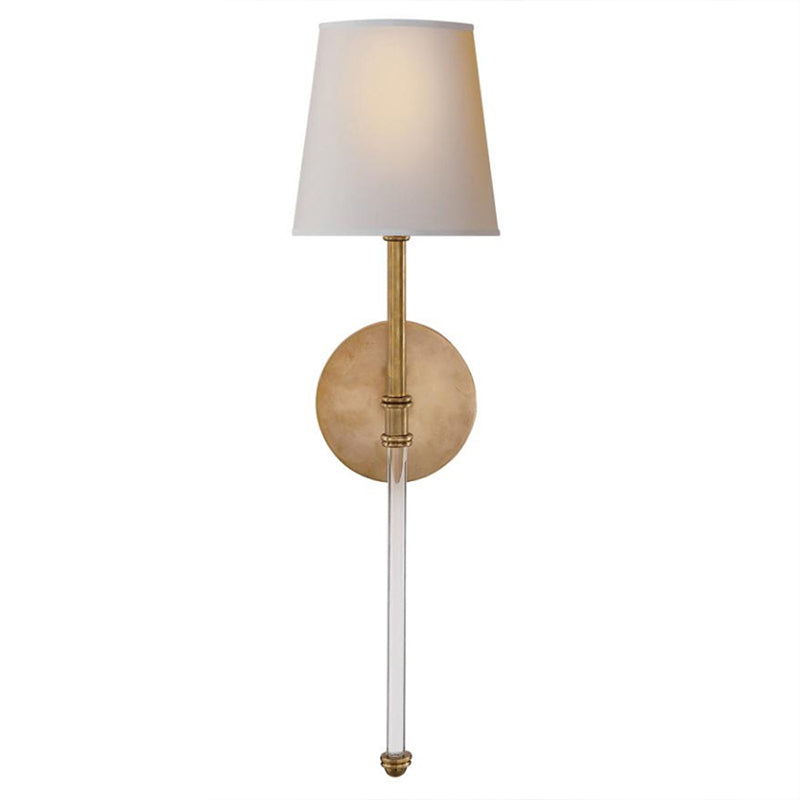 Traditional 1 Light Wallchiere Light, Brass Finish with Empire Shaped Textile Shade