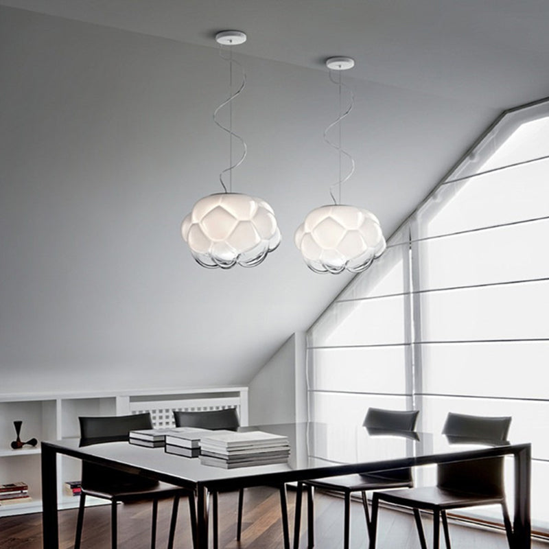 1-Light Modern Unique Geometric Light, Pendant Lighting with Cloud-Shaped Glass Shade