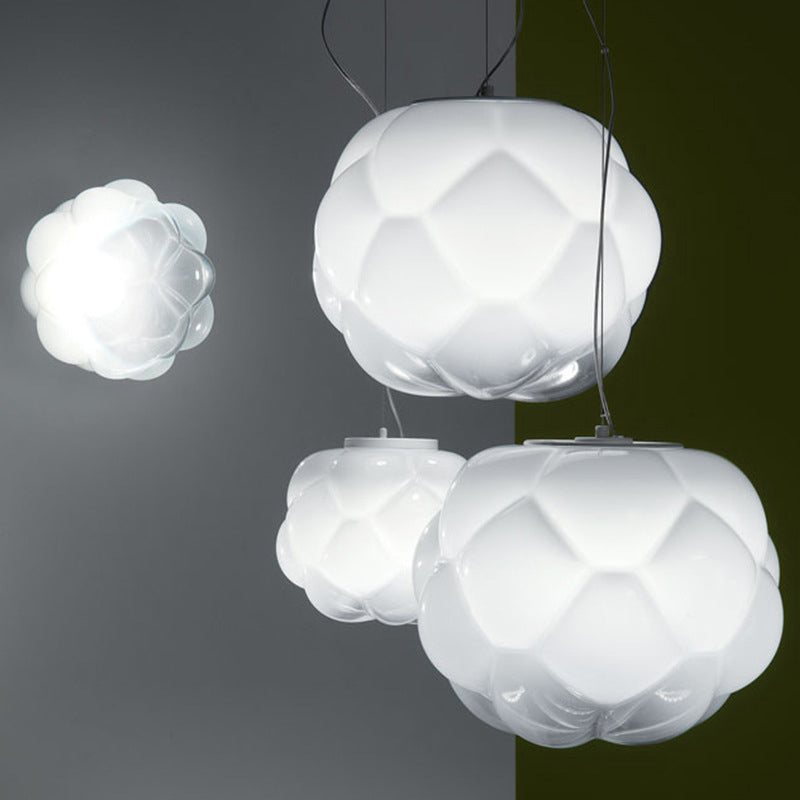 1-Light Modern Unique Geometric Light, Pendant Lighting with Cloud-Shaped Glass Shade