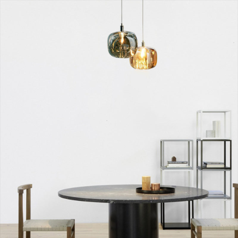 1-Light Modern Unique Geometric Pendant Lighting with Glass Shade