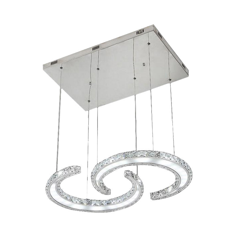 Doppia sospensione a sospensione a sospensione minimalista k9 lampadario a led cromo cristal