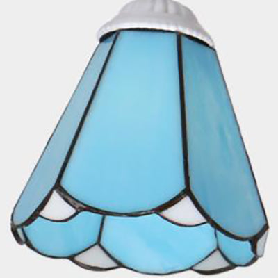 Lámpara semi empotrada para sala de estar con pantalla estilo Tiffany, lámpara semi empotrada de 3/5 luces en blanco/azul/azul cielo