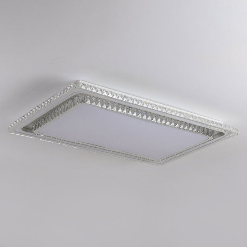 Dual-Tier Crystal Flush Light Minimalist LED White Flush Mount Ceiling Light for Living Room