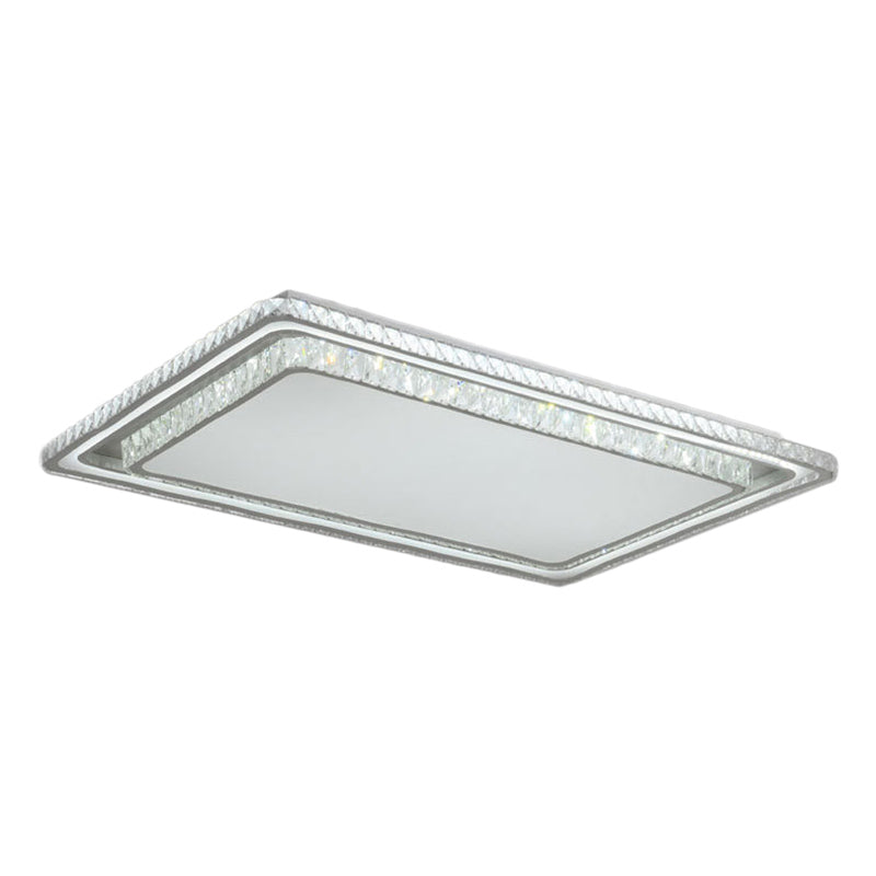 Dual-Tier Crystal Flush Light Minimalist LED White Flush Mount Ceiling Light for Living Room