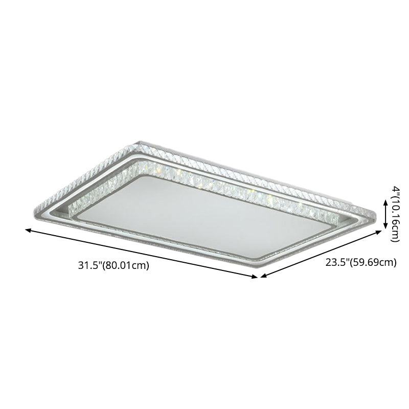 Dual-Tier Crystal Flush Light Minimalist LED White Flush Mount Ceiling Light for Living Room