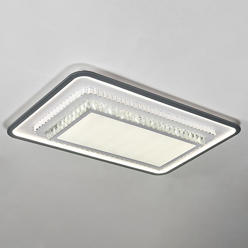 3-Tier Crystal Flush Mount Light Fixture Minimalist Black Flush Mount LED Light for Bedroom