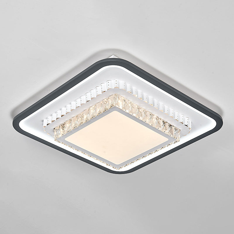 3-Tier Crystal Flush Mount Light Fixture Minimalist Black Flush Mount LED Light for Bedroom